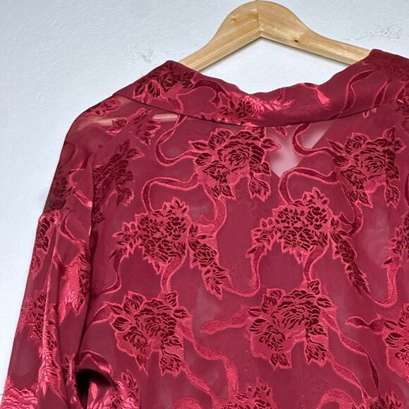 VTG Victoria Secret Gold Label Floral Button Up Nightgown Shirt Semi Sheer Sz M - Picture 15 of 15